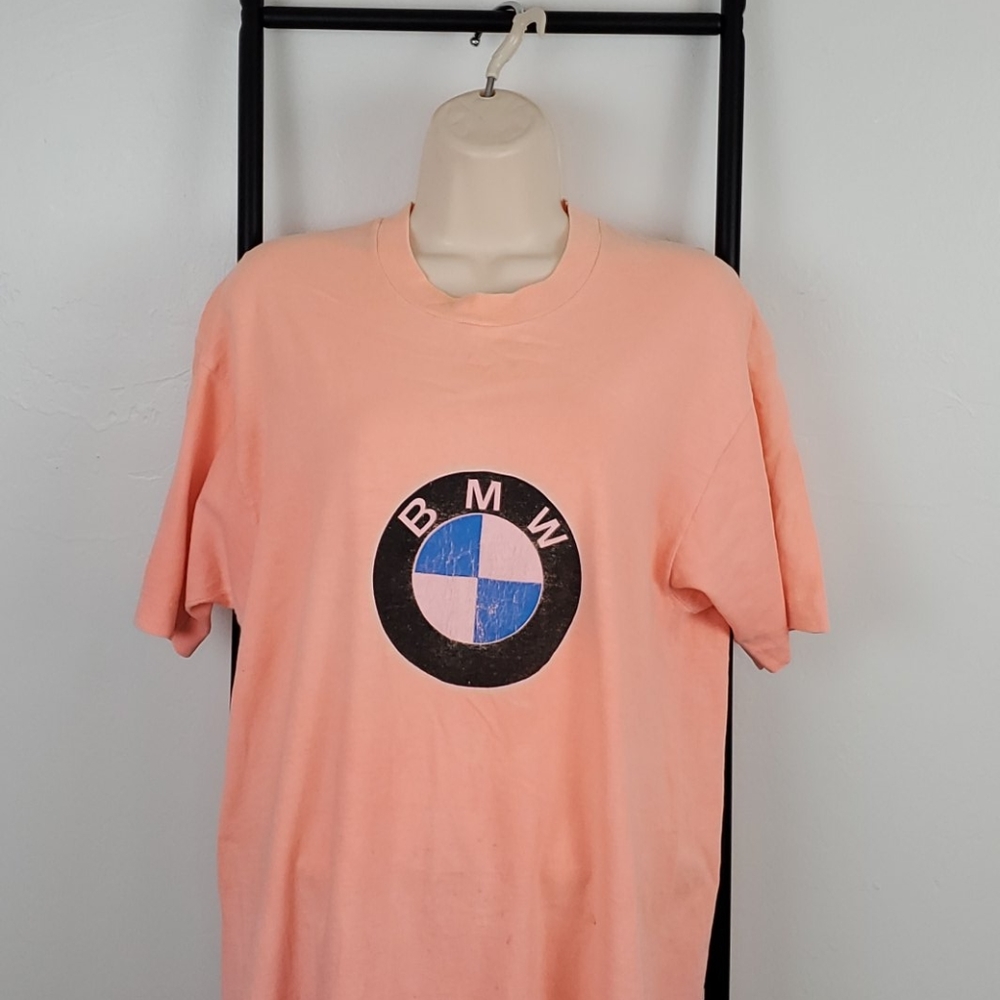 Vintage Fruit Of The Loom t-shirt Graphic BMW orange short sleeve men size L